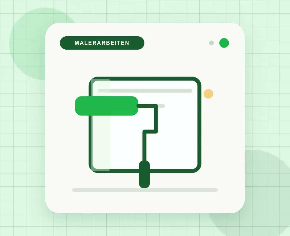 Animierte Planungsillustration zu Farbauftrag und Malerrolle